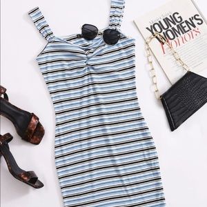 Shein Front Rib-knit Striped Dress